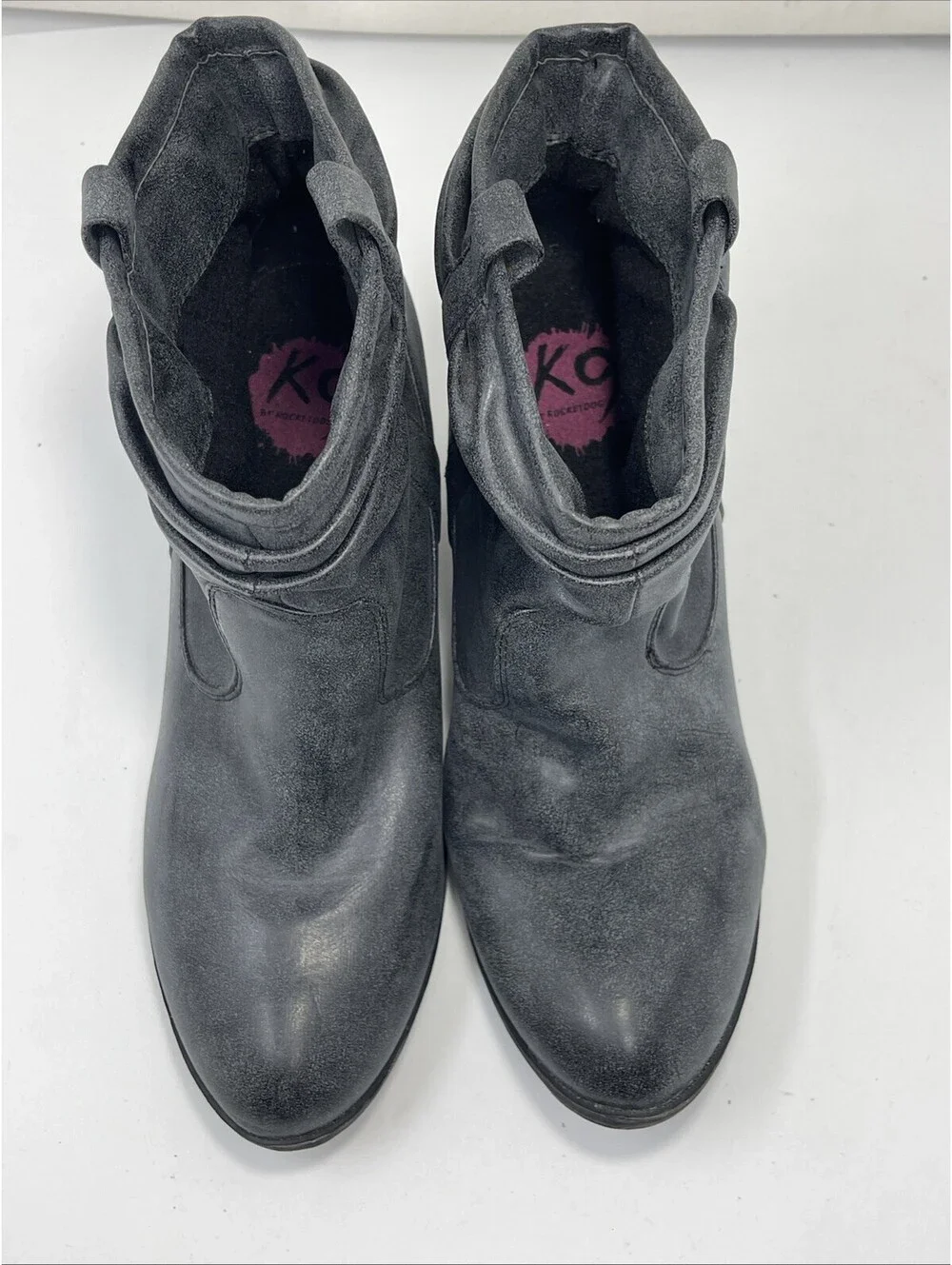 K9 By Rocket Dog Boots Womens 11M Pull On Ankle Bootie Blue Faux Leather Heels